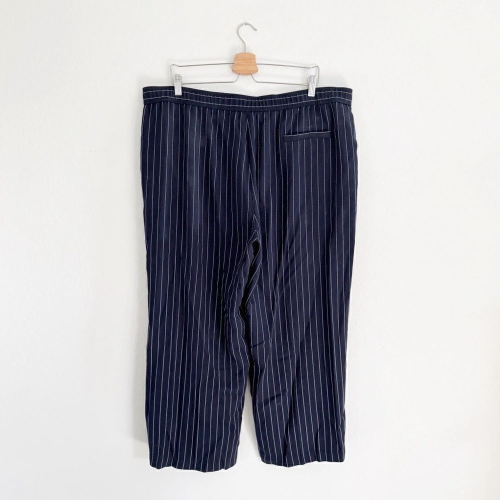 NEW Eileen Fisher Navy Blue white Pinstripe Wide Leg Crop Trouser Pant Size XL - Picture 4 of 8